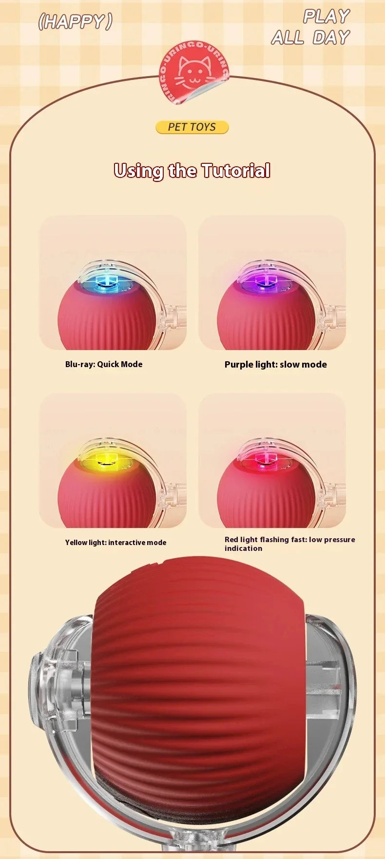 2025 Hot Electric Dog Ball Toys Automatic Rolling Ball Rechargeable Smart Pet Interactive Plush Toy Dog Cat Training