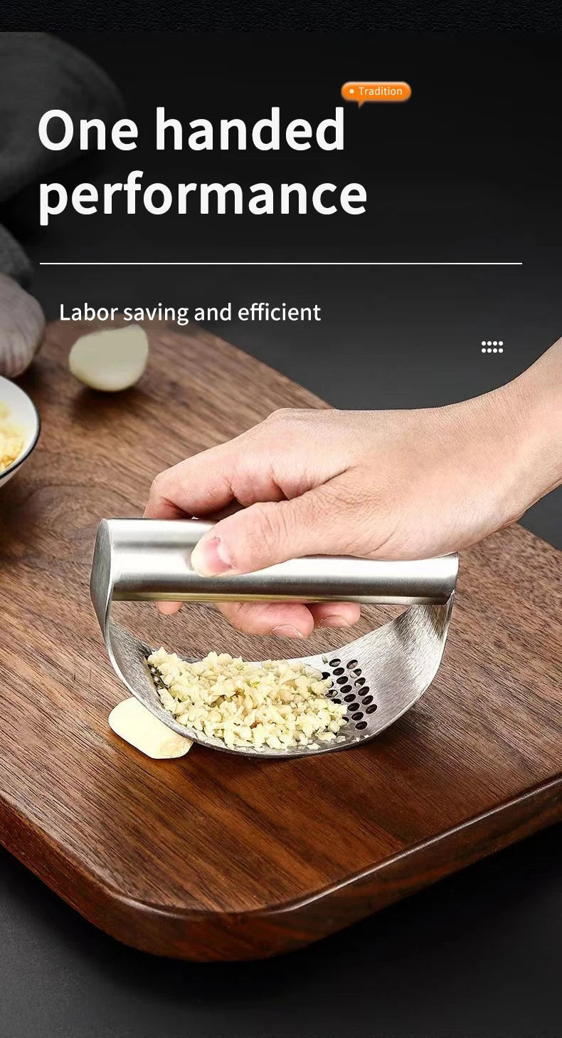 WORTHBUY New Upgraded Stainless Steel Garlic Press Manual Garlic Chopped Ginger Garlic Cutting Mince Tools Kitchen Accessories