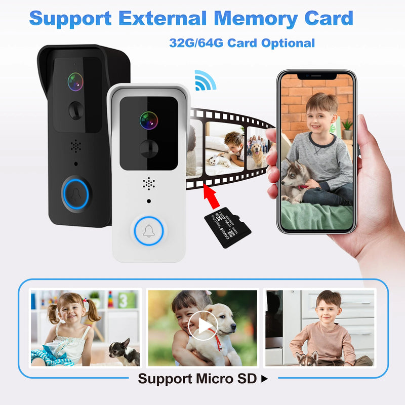 5G 2.4G WiFi Video Doorbell 1080P Tuya Smart Outdoor Wireless Intercom Waterproof Wireless Camera with AC/DC Power Ringing Bell