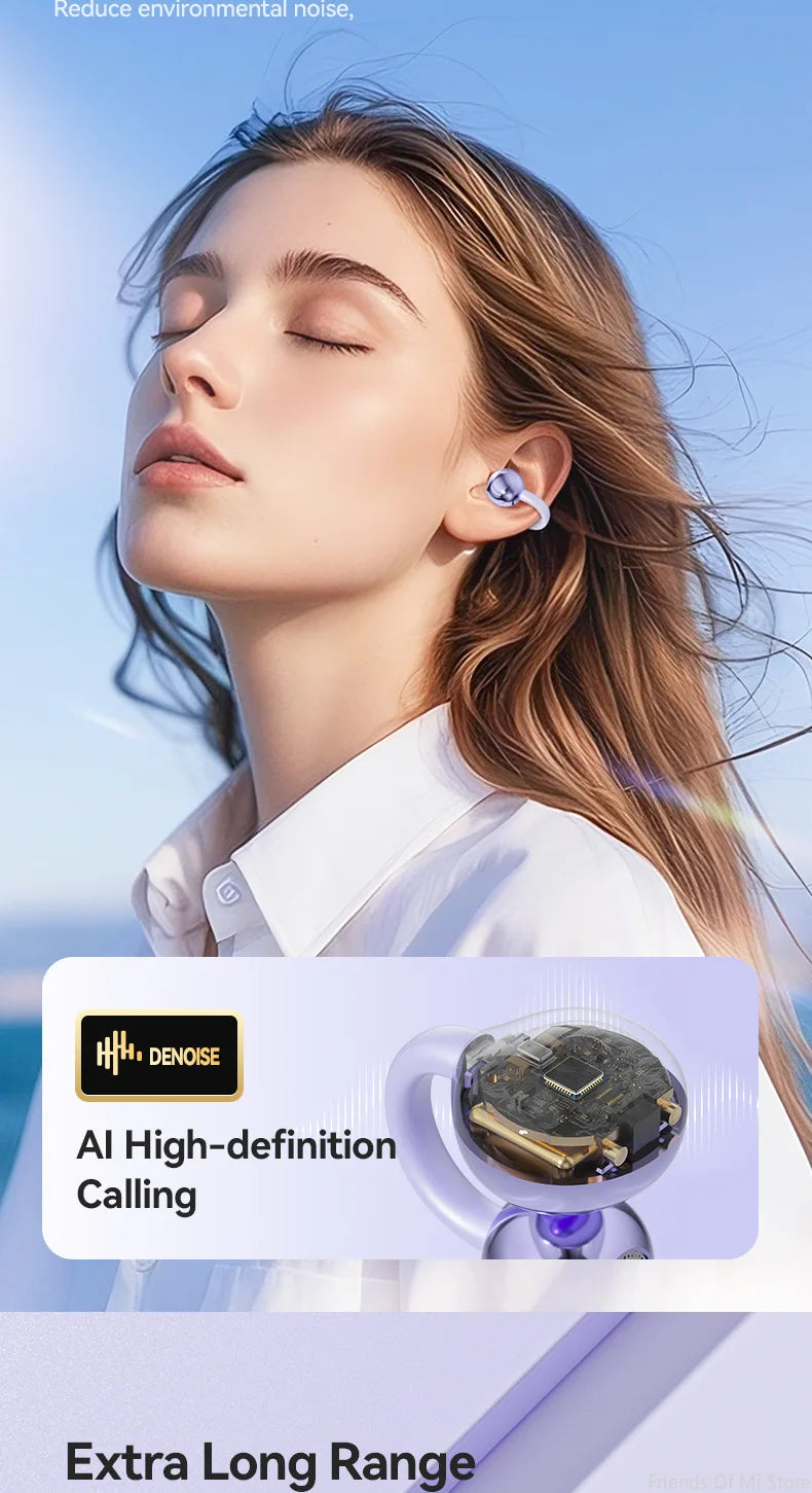 Xiaomi Bone Conduction Earbuds HIFI Bluetooth 5.4 Wireless Clip on Ear With Digital Display Waterproof Sport Headsets With Mic
