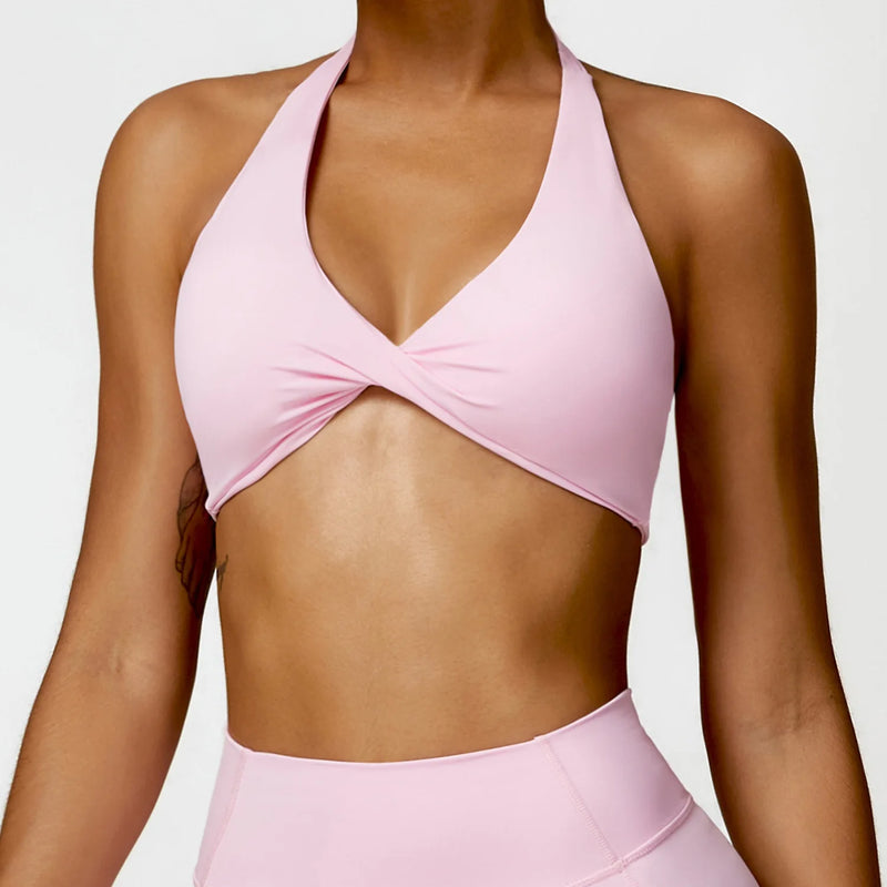 Women's Halter Sports Bra Sexy Beautiful Back Top Push Up Fitness Bra Yoga Gym Workout Bra Fitness Top Sports Breathable Bra