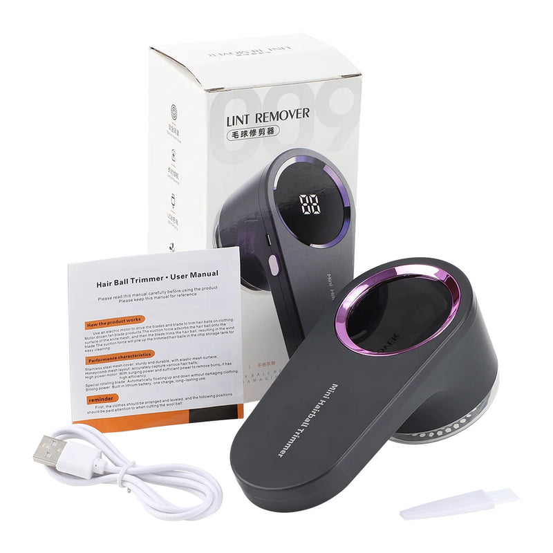 Small Home Clothes Shaving Machine Rechargeable Hair Ball Trimmer Pill Removal Intelligent Digital Display Lints Shaver Trimmer