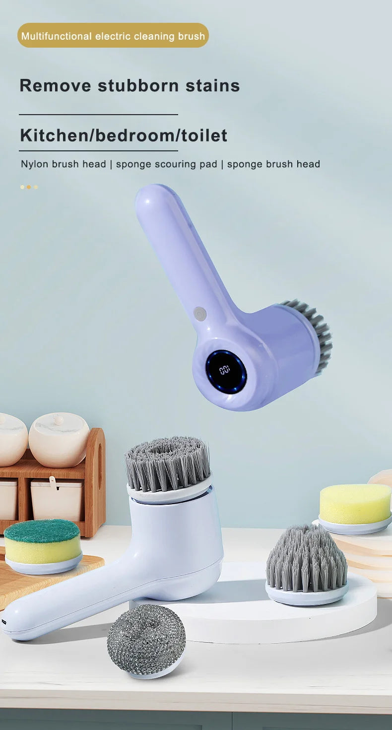 USB Electric Rotary Scrubber Cleaning Brush,With 5 Brush Head Electric cleaning brush,For ,Kitchen,Bathtub Tile Scrubber