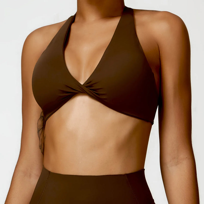 Women's Halter Sports Bra Sexy Beautiful Back Top Push Up Fitness Bra Yoga Gym Workout Bra Fitness Top Sports Breathable Bra