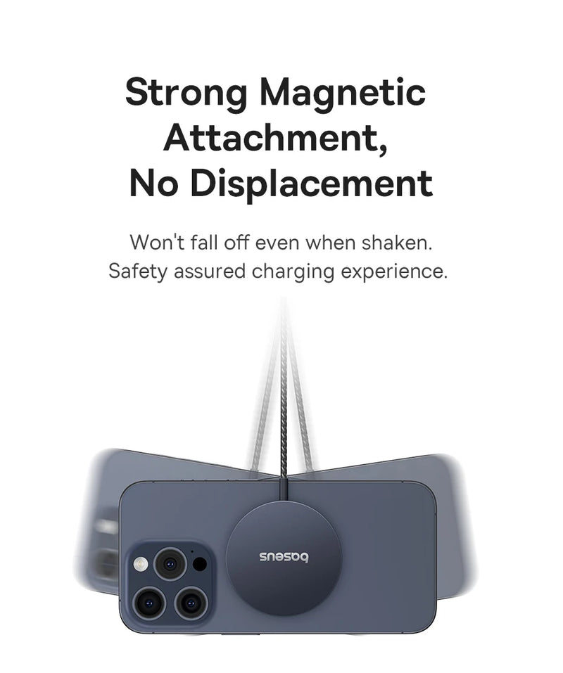 Baseus 15W Qi2 Magnetic Wireless Charger Fast Charging For iPhone 15 14 13 12 Series Pro Max  Wireless Charging For Airpods