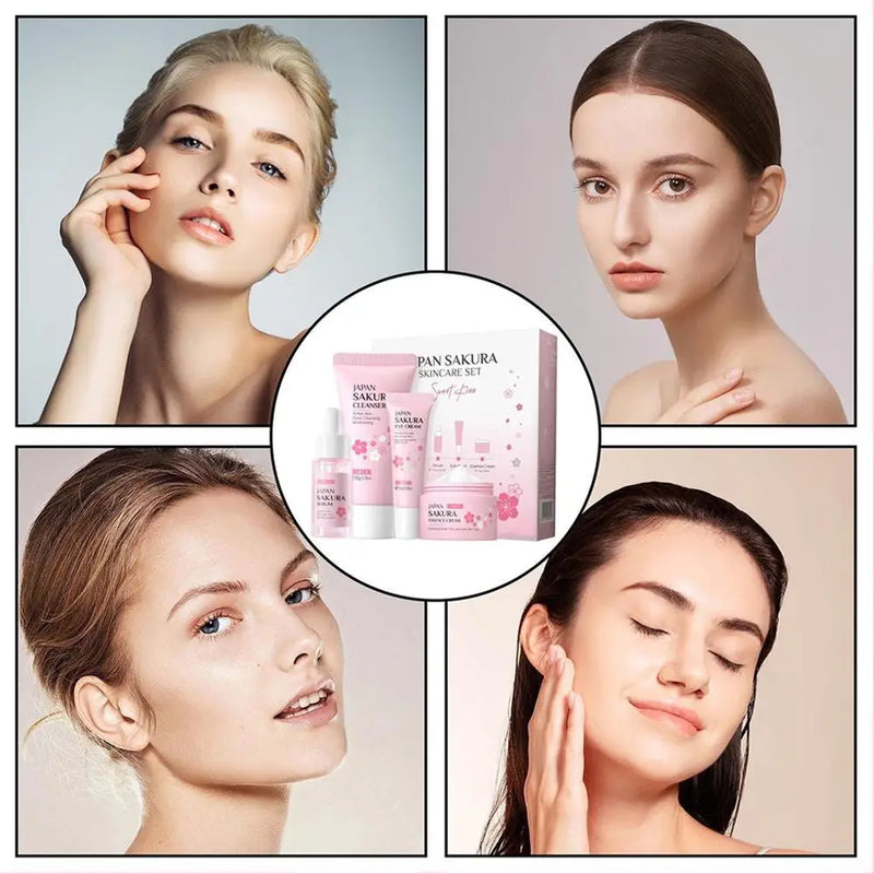 Sakura Skin Care Sets & Kits With Cleanser,Serum,Eye Cream,essence Cream Beauty Products For Women Gift Sets Routine Travel Kit
