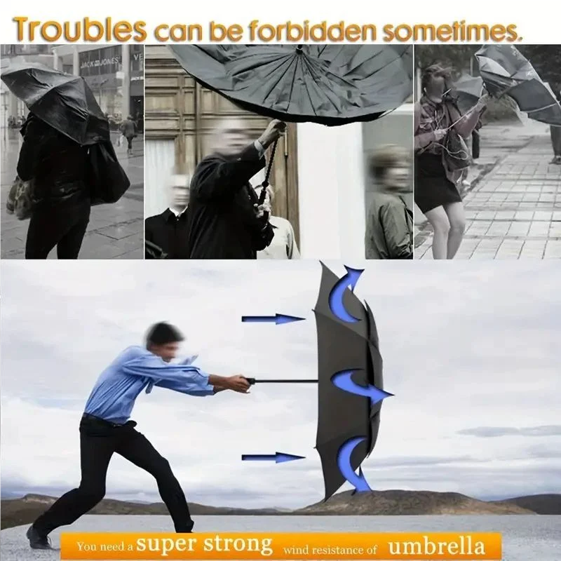 Super Big Top Quality Umbrella Double Strong Rain Woman Windproof Paragua Male Women Sun 3 Floding Fashion Business Men Umbrella