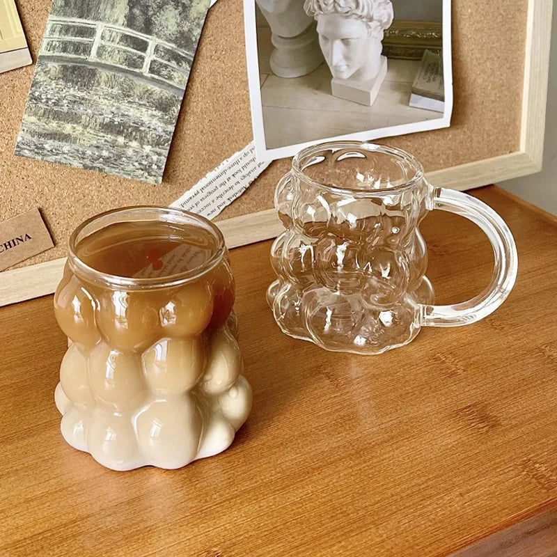 350/400ml Clear Heat Resistant Glass Coffee Mug Glass Latte Cup Milk Water Cocktail Glass Cup Dropshipping Small Niche Design