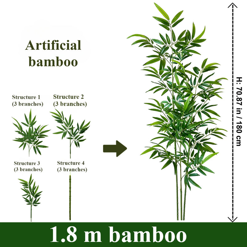 Artificial Green Bamboo PU+PVC Non-fading Light Luxury Demolition Bamboo Indoor and Outdoor Courtyard Decoration 1.2M To 2.4M