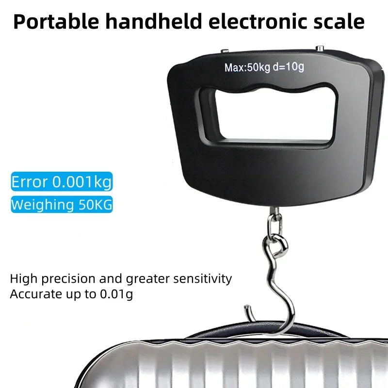 50kg/10g Travel Luggage Scale Portable Handheld Electronic Scale with Hook Gram Scale Express Delivery Fishing Handheld Scale