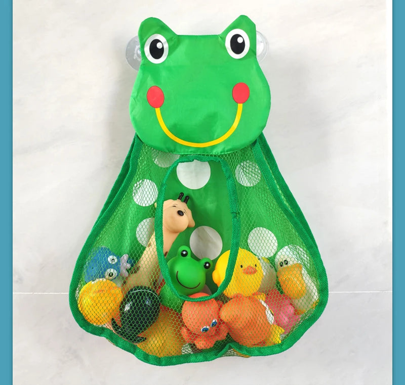 Baby Bath Toys Cute Duck Frog Mesh Net Toy Storage Bag Strong Suction Cups Bath Game Bag Bathroom Organizer Water Toys for Kids