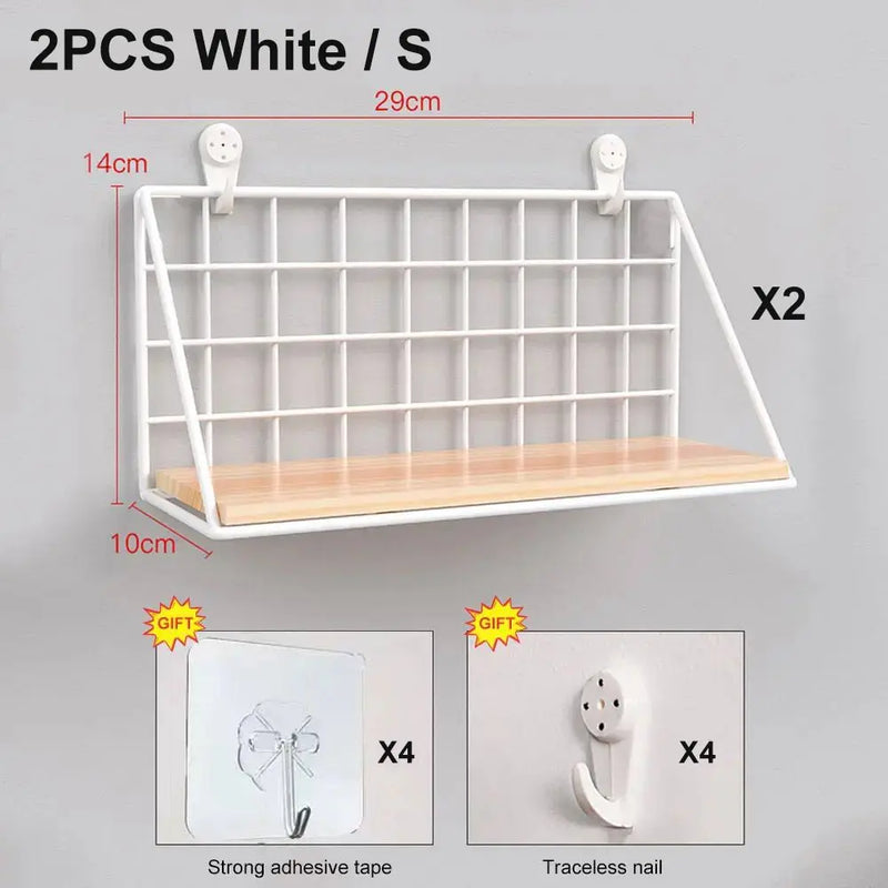 Wall Mounted Shelves Without Drilling Wood Hanging Shelf For Living Room Bedroom Storage Basket Wall Decoration Rack Organizers