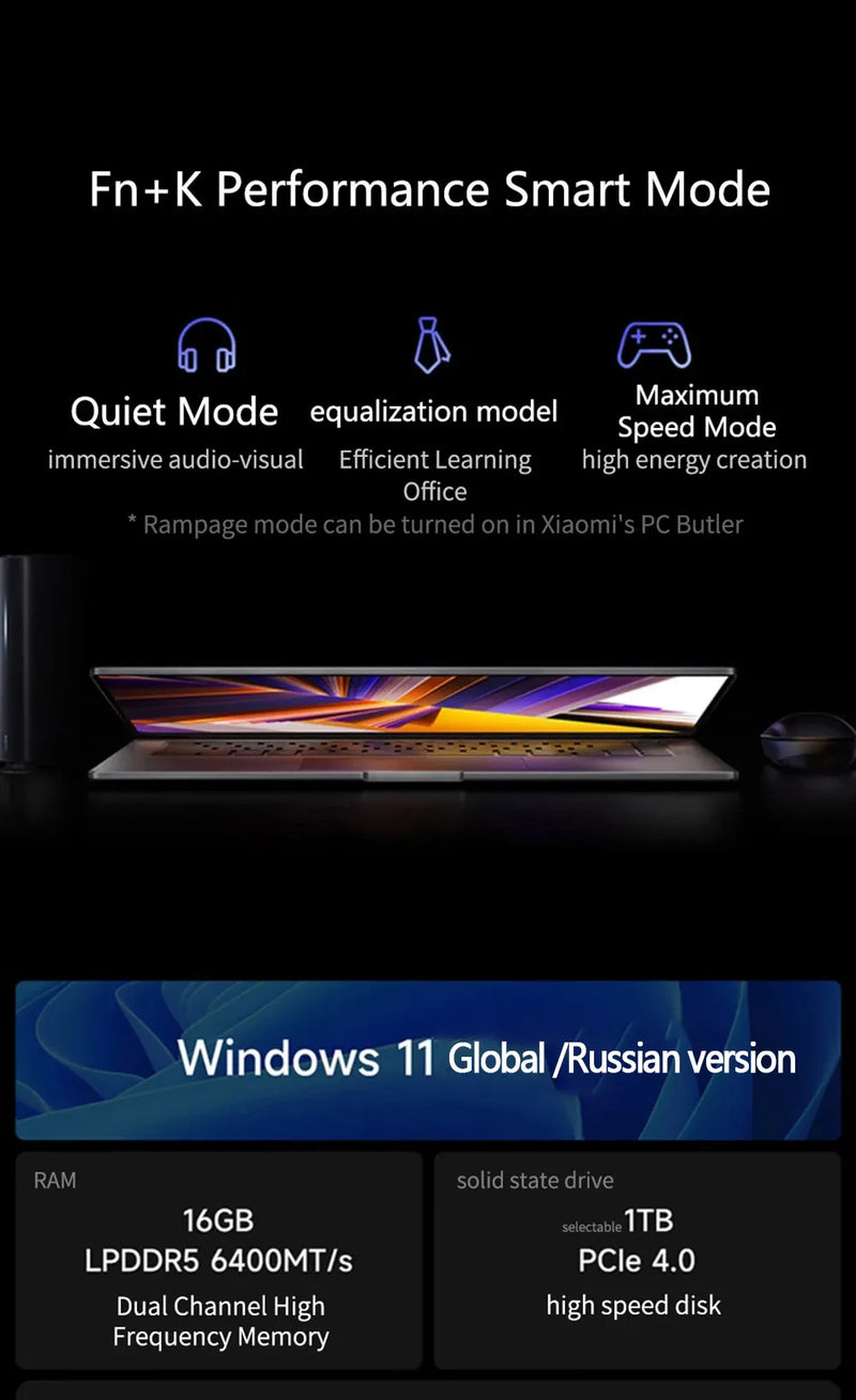 【Moscow Warehouse】Xiaomi RedmiBook 16 2024 New i5-13420H/13500H/12450H 16G 512G 16inch Screen JYU4577CN/JYU4585CN/JYU4614CN