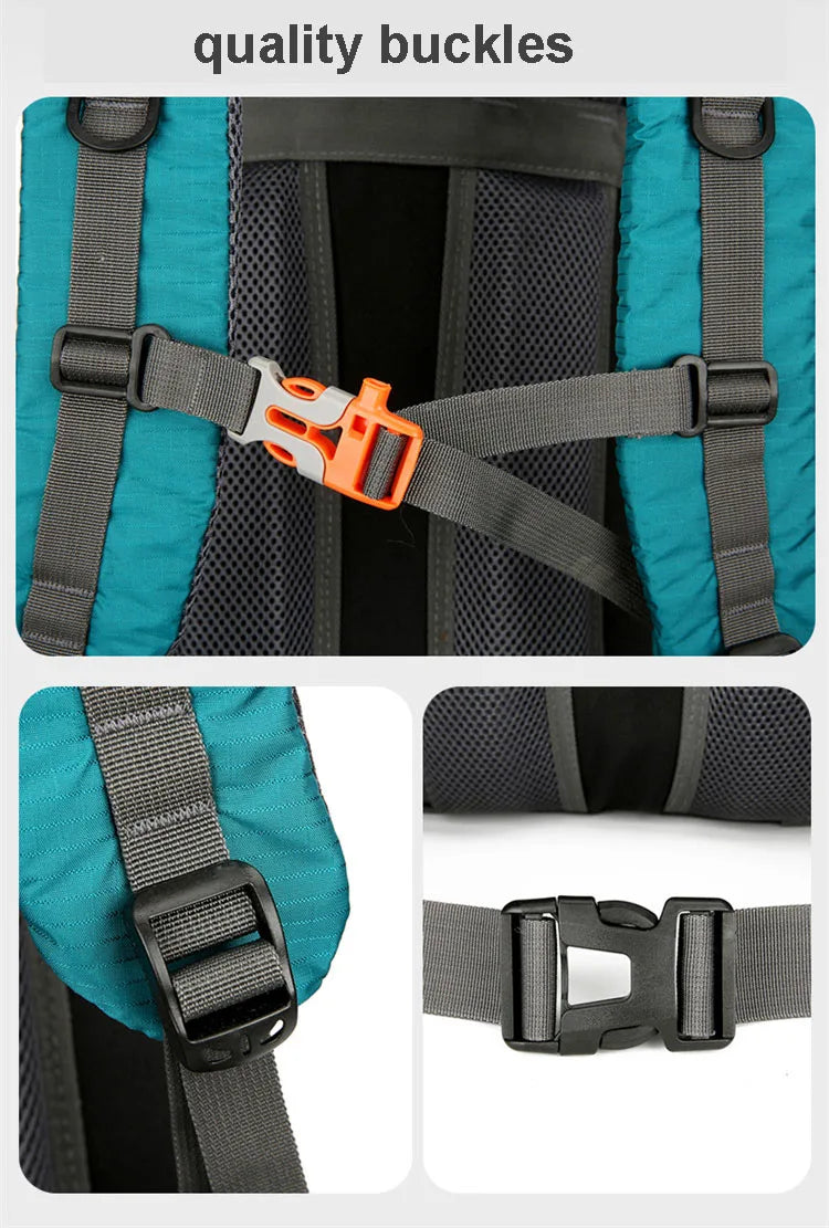 70L Nylon Camping Backpack Travel Bag With Rain Cover Outdoor Hiking Daypack Mountaineering Backpack Men Shoulder Bags Luggage