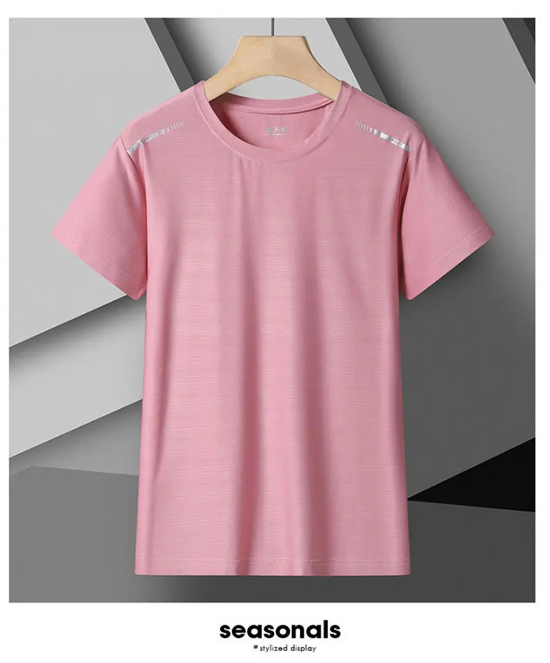 Women Running T-Shirt Reflective High Elastic Breathable Running Sports T-Shirt Summer Quick-Drying Ice Silk Cool Short Sleeves
