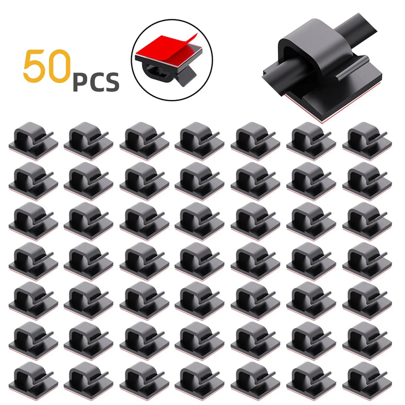 10/20/50/100pcs Cable Clips, Adhesive Cable Organizer Cord Holder, Durable Strong Cable Wire Management for Car, Office and Home
