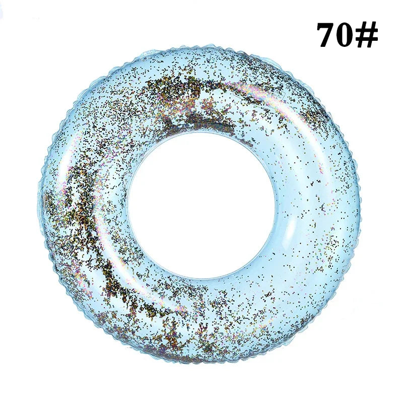 Summer Inflatable Transparent Sequin Swimming Ring For Adults And Children Inflatable Pool Men And Women Water Play Accessories