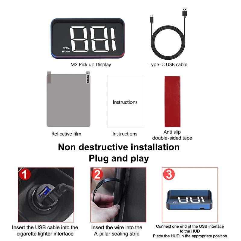 Xiaomi Car Head Up HD Electronics Accessories Display  GPS Speedometer Speed KMH Digital HUD Windshield Projector New Style