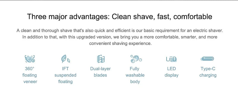 Xiaomi Mijia S500 Electric Shaver 3 Blade Men's Dry & Wet Shaving Washable Beard Shears Beard Trimmer for Mens Electric Shaver