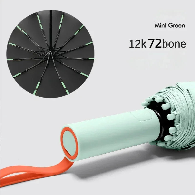 Windproof Strong Automatic Folding Umbrella 72 Reinforced Fiberglass Ribs, UV 50+ Sun & Rain Protection Umbrellas for Men Women