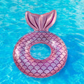 1pc Inflatable Mermaid Swim Ring Fishtail Backrest Transparent Adult Swimming Ring