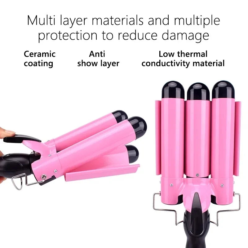 Electric Curling Stick Egg Roll Korean Style Water Ripple Perm Three-tube Curling Iron Wave Waver Styling Tools Hair Styler Wand