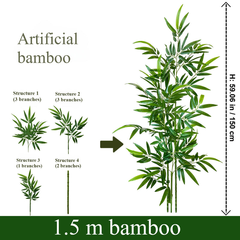 Artificial Green Bamboo PU+PVC Non-fading Light Luxury Demolition Bamboo Indoor and Outdoor Courtyard Decoration 1.2M To 2.4M