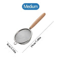 Wooden Handle Stainless Steel Small Colander Fine Mesh Oil Strainer Multi-function Filter Mesh Flour Sifter Kitchen Baking Tools