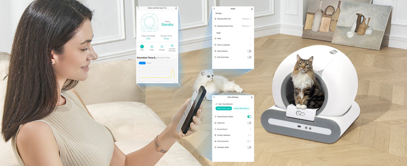 DOEL  Automatic Cat Litter Box Self Cleaning with App Control & Cat Litter Mat Smart Cat Toilet for Multiple Large Cats