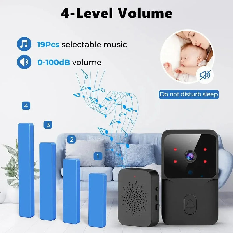 Tuya WiFi Doorbell, Wireless Camera Bell for Home Security, Compatible with Alexa & Google, DC/AC/Battery Powered