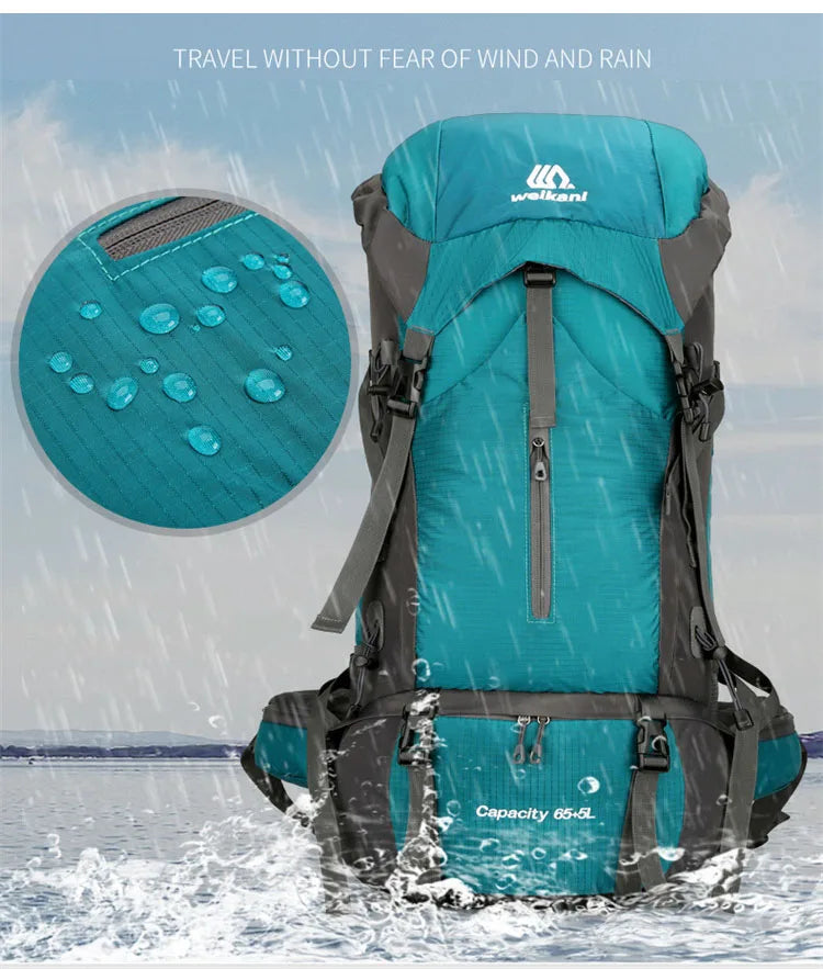 70L Nylon Camping Backpack Travel Bag With Rain Cover Outdoor Hiking Daypack Mountaineering Backpack Men Shoulder Bags Luggage