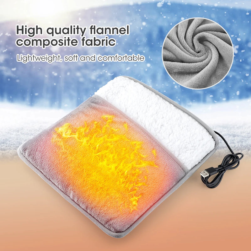 Electric Heating Pad Foot Warmer Soft Plush Thermal Blanket Foot Warming Mat Washable Household Office Heating Mat Health Care