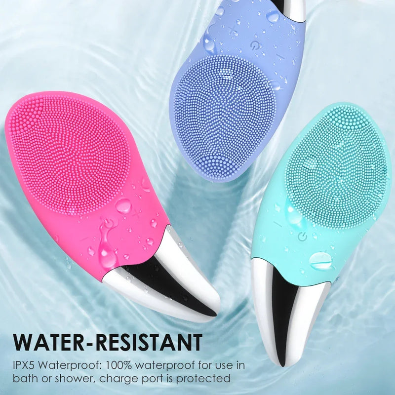 Ultrasonic Electric Face Cleansing Brush Beauty Face Massager 2 in 1 Waterproof Wash Brush Device Deep Cleaning New