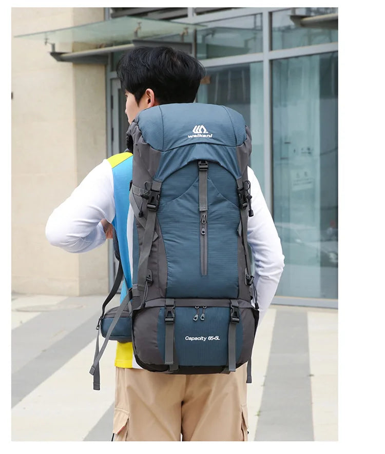 70L Nylon Camping Backpack Travel Bag With Rain Cover Outdoor Hiking Daypack Mountaineering Backpack Men Shoulder Bags Luggage