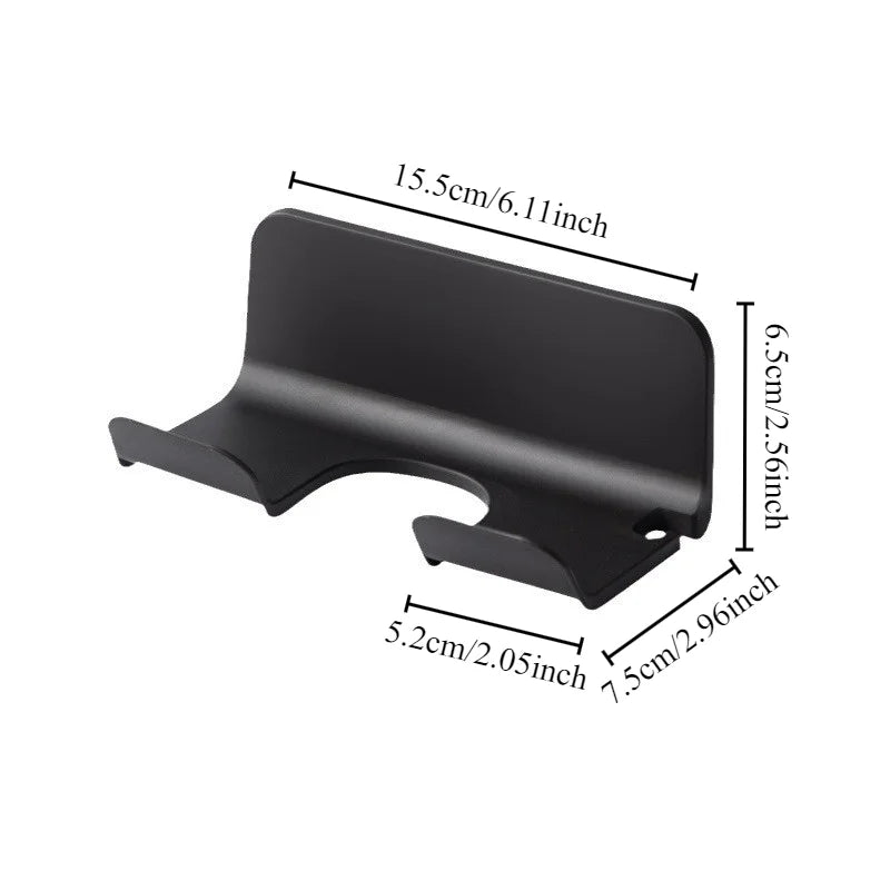 1 Wall Mounted Hair Dryer Bracket Bathroom Shelves Punch-free Drilling Storage Rack Space Saving Care Tools No Punching Air Duct