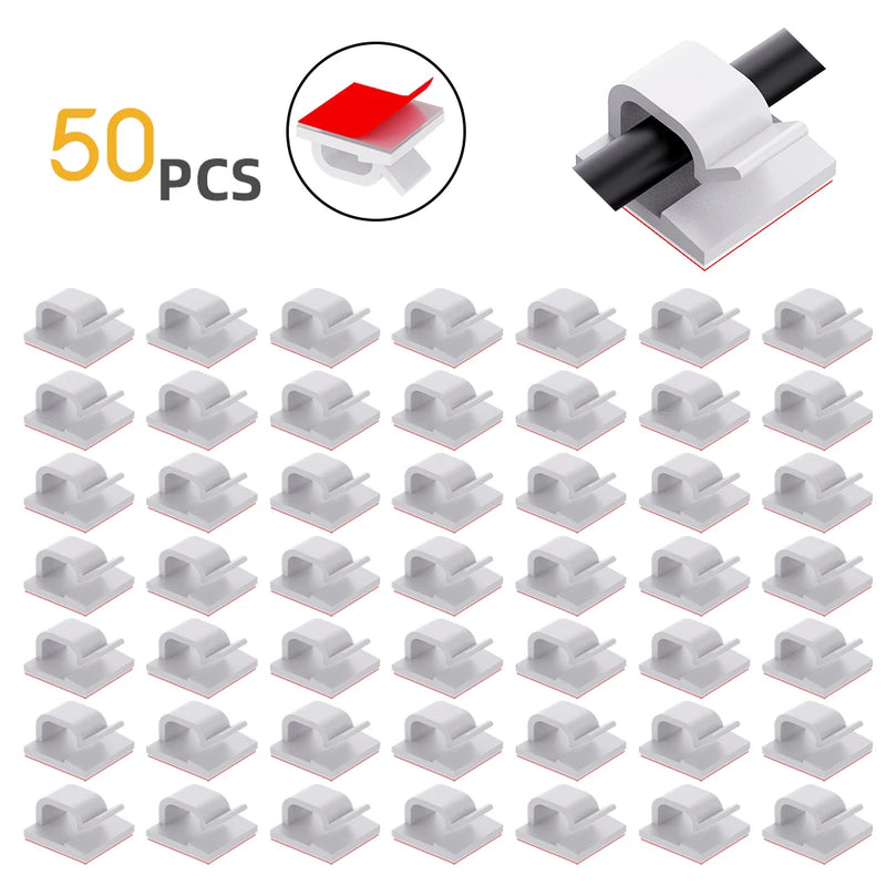 10/20/50/100pcs Cable Clips, Adhesive Cable Organizer Cord Holder, Durable Strong Cable Wire Management for Car, Office and Home