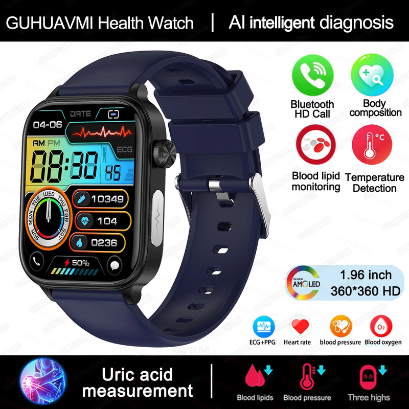 2025 New ECG+PPG Monitoring Smart Watch Women Blood pressure Blood Lipid Uric Acid Women Menstrual Health Tracker Smartwatches