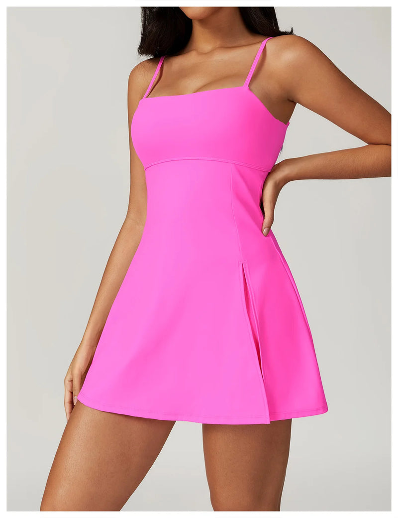 Women's Yoga Rompers Backless One Piece Tummy Control Dress Jumpsuit Padded Sports Bra Romper Fashion Fitness Sportwear
