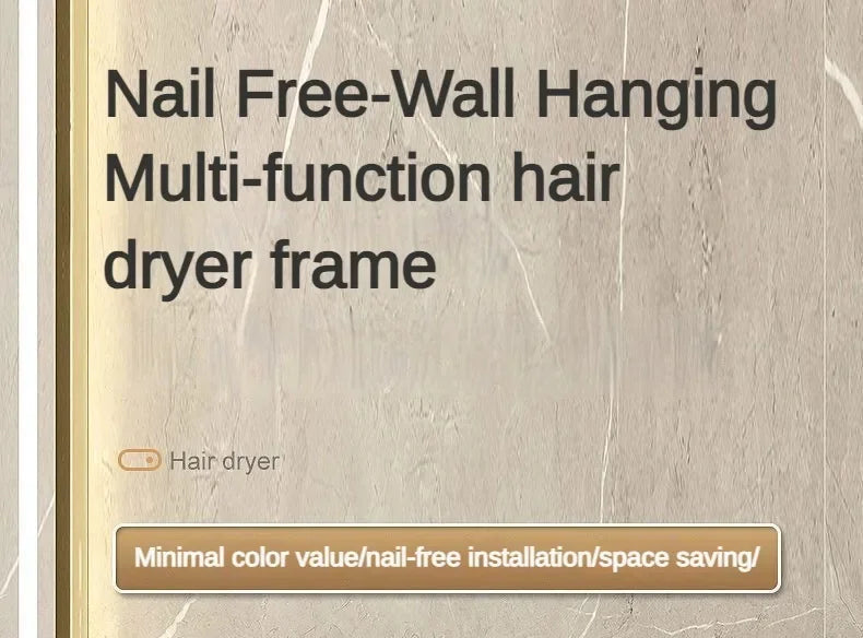1 Wall Mounted Hair Dryer Bracket Bathroom Shelves Punch-free Drilling Storage Rack Space Saving Care Tools No Punching Air Duct