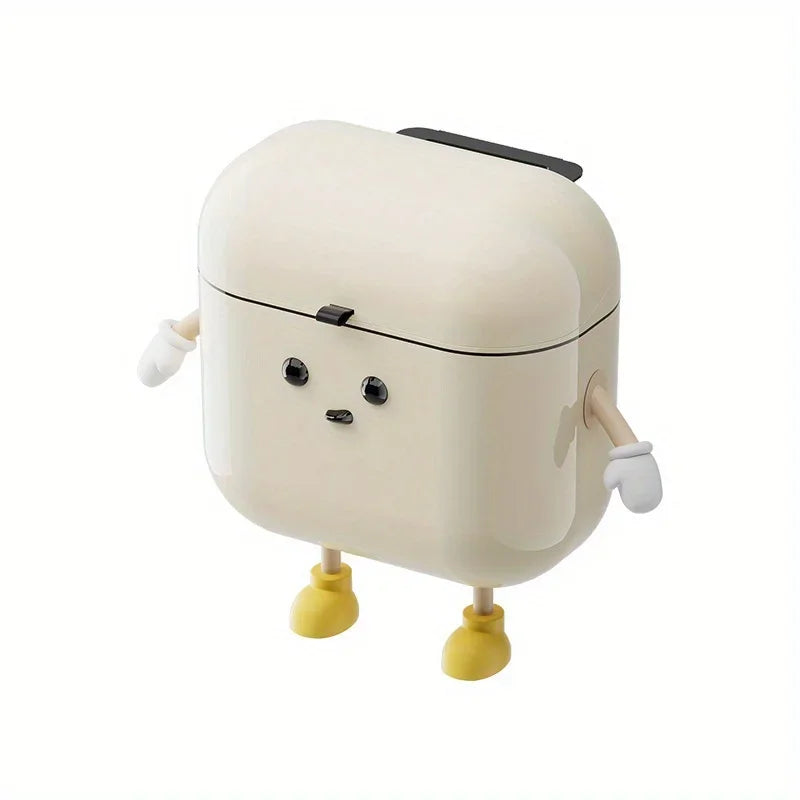 9L/12L Cartoon Hanging Trash Can With Lid Large Capacity No-Drill Wall Mounted Waste Bin Kitchen Bathroom Plastic Includes Hooks