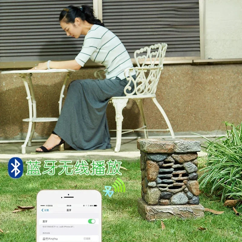 Solar wireless Bluetooth speaker outdoor waterproof sound garden villa sound imitation stone lawn speaker