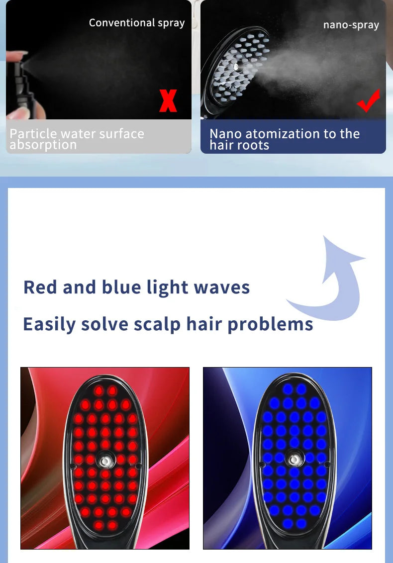Electric massage comb for hair loss prevention, meridian head massage device, phototherapy hair care comb, colorful hair care ma