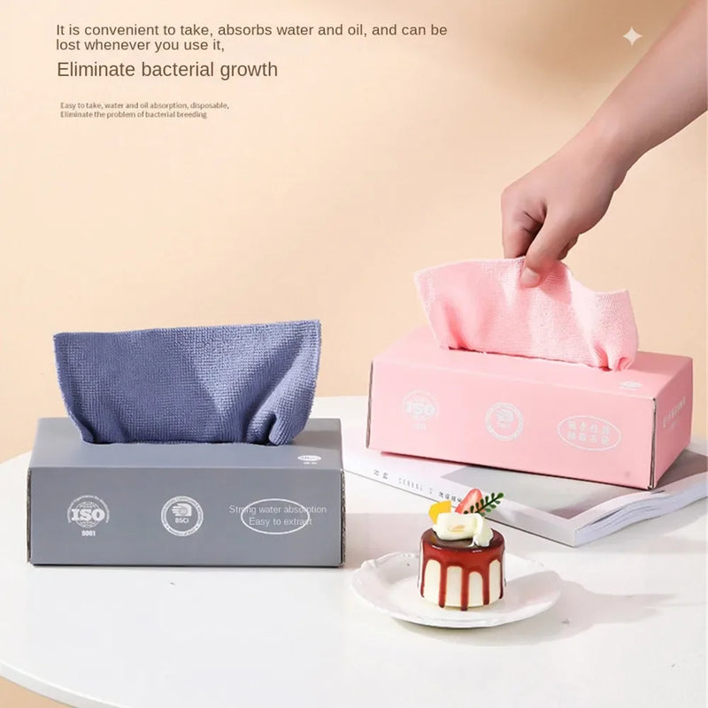 20pcs/box Pull-out Disposable Rags for Kitchen Household Absorbent Microfiber Scouring Pad